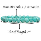 Angelstones Handmade Natural Healing Gemstone 8mm Round Beads Stretch Crystal Bracelet 7 Inch Unisex - color: Brazilian Amazonite