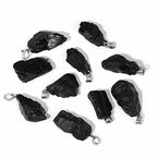 10pcs Irregular Raw Natural Black Agate Rock Stone Pendant Healing Crystal Chakra Gemstone Charm for Jewelry Making DIY Necklace Earrings Accessories Reiki - color: Black Agate