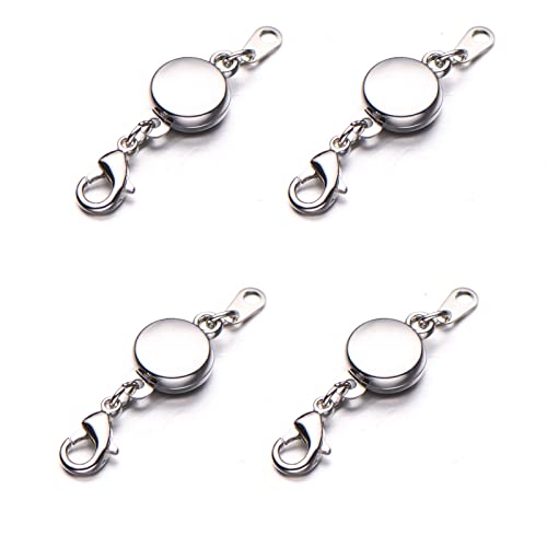 Zpsolution Locking Magnetic Jewelry Clasp Magnetic Necklace Clasps and Closures Bracelet Extender for Jewelry Making - color: Round 4pcs Silver