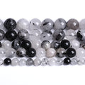 6MM 60PCS Natural Crystal Stone Black Rutile Quartz Gemstone 2A Grade Loose Beads for Jewelry Making DIY Bracelet Necklace Semi Precious Beads 1 Strand - color: Black Rutile Quartz, size: 6mm