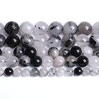 6MM 60PCS Natural Crystal Stone Black Rutile Quartz Gemstone 2A Grade Loose Beads for Jewelry Making DIY Bracelet Necklace Semi Precious Beads 1 Strand - color: Black Rutile Quartz, size: 6mm