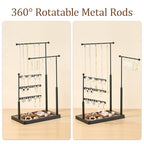 pickpiff Jewelry Organizer Holder Stand: 3 Tier Jewelry Storage Display for Necklace, Bracelet, Earring, Ring, Black & Brown - color: black & brown