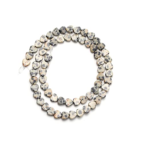6mm Natural Dalmatian Stone Beads Heart Shape Cute Fine Gems Spacer Beads Fit Jewelry Making DIY Exquisite Necklace Bracelet Accessory - color: Dalmatian