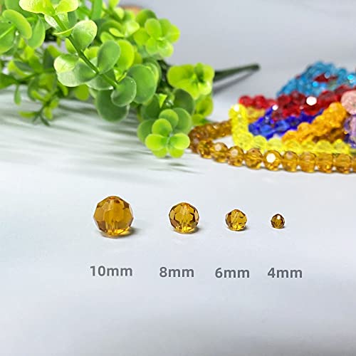 Jmassyang 50 Pieces 10mm Faceted Round Crystal Glass Beads Spacer Beads for Jewelry Making, Bracelets Necklaces Earrings Wind Chimes Suncatchers (Amber) - color: Amber, size: 10mm