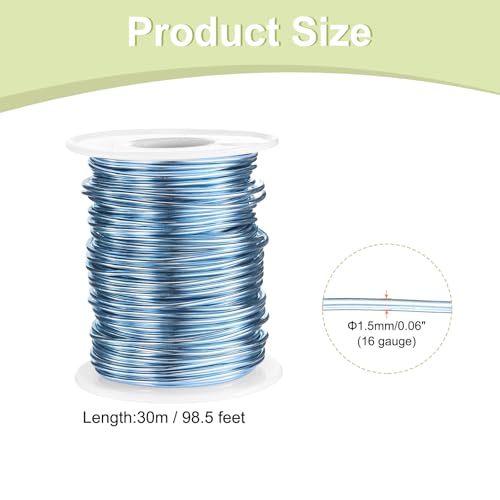 HARFINGTON 16 Gauge Aluminum Craft Wire 1.5mm 98.5ft Flexible Bendable Anodized Metal Jewelry Sculpting Wire for Jewelry Making Modelling Craft DIY, Steel Blue - color: Steel Blue, size: 30M x 1.5mm