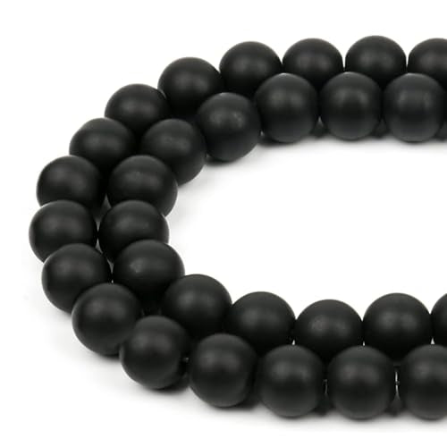 HAAMIIQII 6mm Natural Matte Black Onyx Beads Round Gemstone Loose Beads for Jewelry Making 2 Strands (120-130pcs) - color: Matte Black Onyx, size: 6mm (120-130pcs)