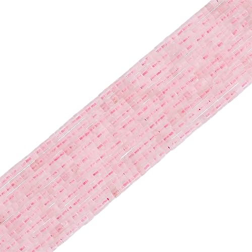 BEADIA Natural Rose Quartz Short Cylinder Beads 2x3mm 155pcs Tube Loose Semi Gemstone Beads for Jewelry Making Design - color: Rose Quartz
