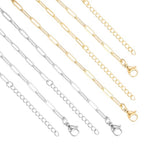 12 Pack Paperclip Chain Necklace Bulk Adjustable Gold Plated Stainless Steel Necklace Chains for Jewelry Making - color: Mix 18 Inches