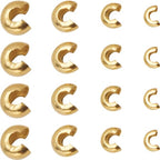 SUNNYCLUE 1 Box 80Pcs 3mm 4mm 5mm 6mm Stainless Steel Crimp Bead Covers Gold Crimp Knot Covers Small Open Side Half Round End Caps Metal Spacers for Jewelry Making DIY Bracelets Necklace
