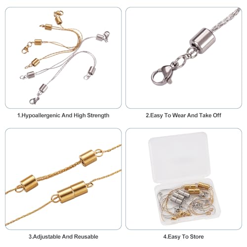 Pandahall 6Pcs Stainless Steel Chain Extenders Thin Snake Chains Adjustable Necklace Extender Chains with Lobster Clasps for Bracelet Necklace Jewelry Making, 3.93-6.30 inch