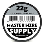 Stainless Steel 316L - 25' - 22 Gauge Wire - 25ft - 0.65mm - 0.025in - Master Wire Supply - Made in USA