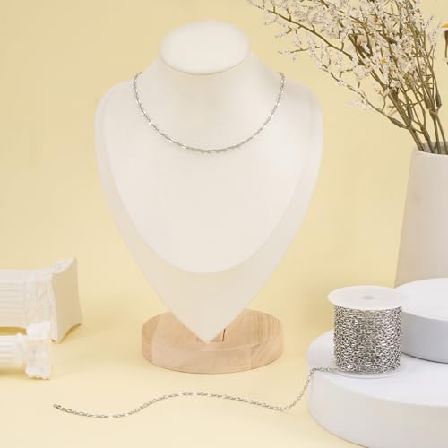 16.4 Feet Stainless Steel Oval Lip Jewelry Making Chains Silver Chain Bulk for Jewelry Making DIY Craft Findings - color: Lip Silver