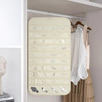 1 Pack Hanging Jewelry Organizer 80-Pocket Dual-sided Jewelry Storage for Earring Necklace Bracelet Ring Travel Holder, Beige - color: Beige