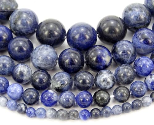 90pcs Adabele Natural Blue Sodalite Healing Gemstone 4mm (0.16 inch) Small Round Beads Gem Stone Spacer for DIY Craft Jewelry Making GY6-4 - color: Sodalite, size: 4mm (90pcs/1 Strand)
