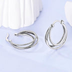 LAZA 925 Sterling Silver Hoop Earrings for Women, Sterling Silver Butterfly Hoops Colorful Flowers Hoop Huggie Earrings Hypoallergenic Jewelry Gifts for Women - color: Three-Layer Circles Earring