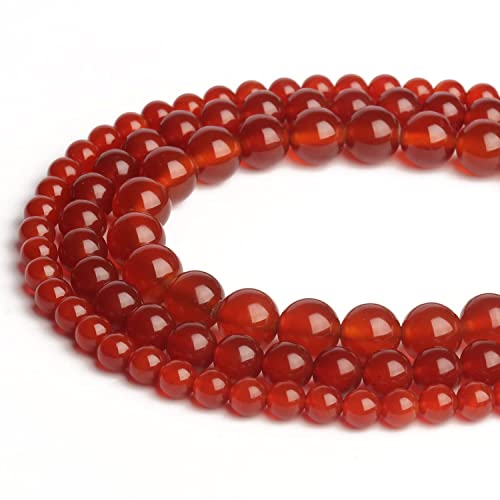 45pcs 8mm Red Agate Beads Natural Gemstone Beads Round Loose Beads for Jewelry Making - color: Red Agate, size: 8mm