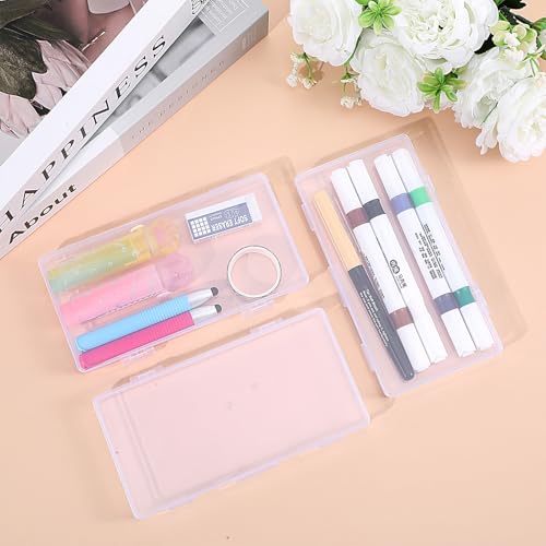 3pcs Mini Plastic Storage Box with Hinged Lid, 6.5x3.3in Clear Rectangle Dustproof Organizer Case Small Clear Plastic Storage Containers Box for Jewelry, Beads, Crafts, Game Pieces, Business Cards