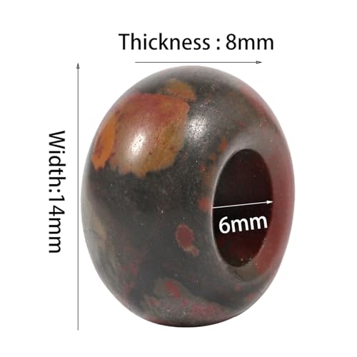 SUNYIK Picasso Stone Large Hole (6mm) Rondelle Loose Charms European Bead fits Bracelet,Jewelry Makings Pack of 20 - color: Multi Color-Picasso Jasper, size: 14x8mm