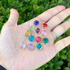 Adabele 2 sets Grade A Mixed Birthstone Charm 10mm Crystal Pendant Drop Bead 18K Yellow Gold Plated (24pcs) For DIY Craft Jewelry Making CCP25 - color: Gold, size: 10mm (39") - 24pcs