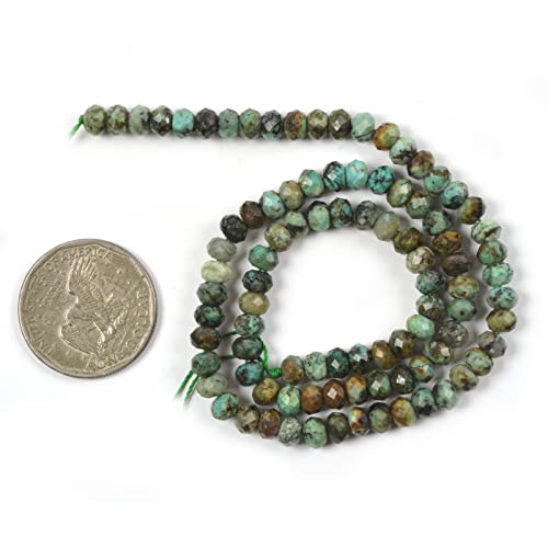 6mm Natural African Turquoise Faceted Rondelle Loose Beads Jewelry Making DIY Bead 16 Inch - color: African Turquoise