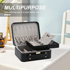 Travel Jewelry Box Jewelry Storage Case Jewelry Suitcase for Women and Men 2 Layer Jewelry Organizer Box with Removable Tray (Black) - color: Black-2