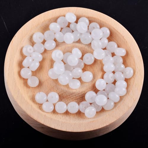 Rondelle Natural Stone Beads for Jewelry Making - 5x8mm, 15.5inch Lentil Spacer Beads, Red Jasper Semi-Precious Stone Beads for Bracelet, Necklace Crafts - color: White Jade Beads