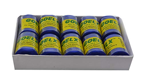 Goelx Silk Thread by Shade No for Jewelry, Tassel Making, Embroidery, Crafts, Shiny Soft Thread Spools - Blue - 53 - color: Blue - 53