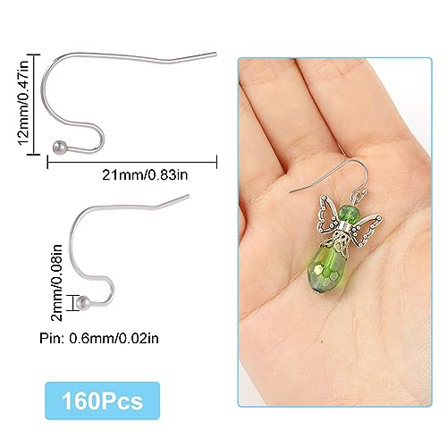 SUNNYCLUE 1 Box 160Pcs French Earring Hook French Earring Hooks Silver 316 Stainless Steel Earrings Hooks Earwires Fish Hook Ear Wires for Jewelry Making Accessories DIY Dangle Earrings Crafts - color: 160pcs Stainless Steel French Earring Hooks