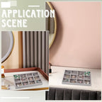 2Pcs 5 x 8.3 Inch Velvet Jewelry Trays Stackable Jewelry Organizer Removable Divider 12 Grids Divided Gray Necklace Storage Container Box Dresser Drawer Case for Earring Ring Display Showcase - style: 12 Grids