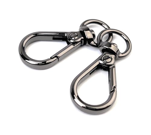 10 Pcs Heavy Duty Swivel Lobster Claw Clasps 3/8 Inch Push Gate Snap Hooks Trigger Clips for Handbag Purse Keychain - color: Gunmetal Black