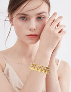 LALAPPLE Gold Plated Beaded Acrylic Bamboo Tube Bangle Bracelets for Women, Colorful Chunky Curved Tube With Gold Plated Pieces Beads Stretch Bracelet Friendship Summer Beach Jewelry - color: B-gold 2pcs