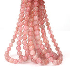 70PCS Natural 8MM Healing Gemstone, Strawberry Quartz Energy Stone Round Loose Beads, Semi-Precious Crystal Beads with Free Elastic String for Jewelry Making DIY - color: Strawberry Quartz, size: 8MM