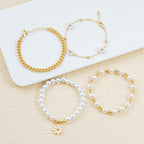RISHEGAE Heishi Beaded Stretch Bracelets for Women Stackable Polymer Clay Beads Bracelets Friendship Boho Summer Beach Bracelet Jewelry Set - color: B-White Daisy 1