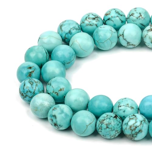 HAAMIIQII 6mm Natural Blue Turquoise Beads Round Gemstone Loose Beads for Jewelry Making 2 Strands (120-130pcs) - color: Blue Turquoise, size: 6mm (120-130pcs)