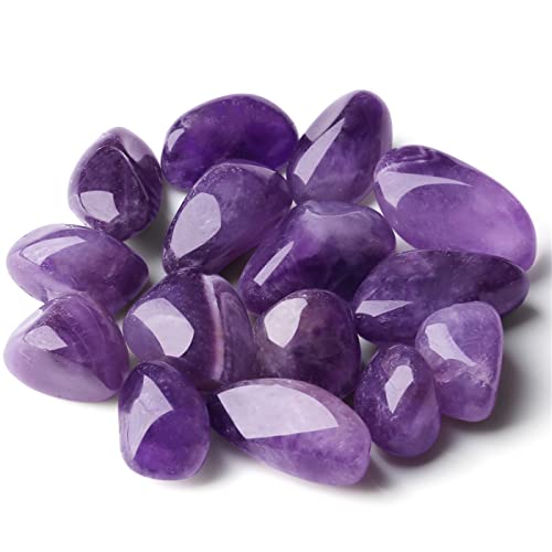 Amethyst Tumbled Polished Natural Healing Crystals Stones Bulk Rocks Stones Crystal for Energy Reiki Tumbling Cabbing Balancing Decoration Gemstones Crystal Healing Meditation Therapy Gift 100g - color: Amethyst, size: 100g
