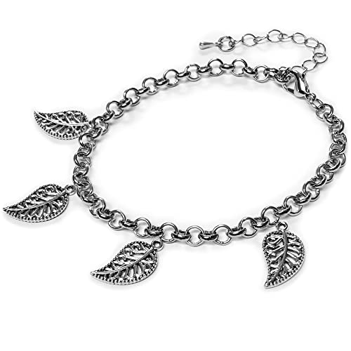 Heather's cf Four Leaf Clover Silver Leaf Beads 100-150 Pcs Leaves Craft Antique Leaf Charms for Crafting Leaf Pendant Charm for Necklace Bracelet Earring Making Fall Leaf Beads Set - color: Silver Filigree Leaf