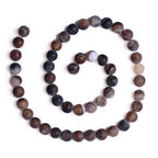 Natural Gemstone Loose Beads Smooth Round Approxi 15 inch DIY Bracelet Necklace for Jewelry Making (8mm, Matte Brown Stripe Agate) - color: Brown Stripe Agate, size: 8mm