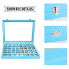 Siveit Jewelry Tray Organizer Box 48 Grid Jewelry Display Organizer Box with Transparent Lid Rings Earrings Necklaces Pendants Display Box Suitable for Women and Girls (48 Grid, Sky Blue) - color: Sky Blue