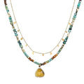 Plumiss Boho Handmade Natural Jasper Stone Beaded Crystal Mixed Strand Short Necklace for Women Girl - color: Tiger Eye Charm