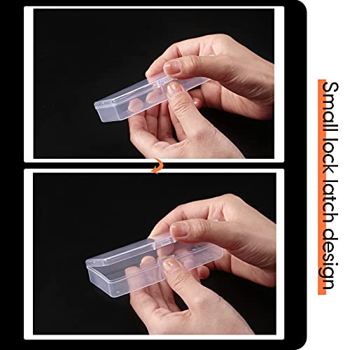 Blulu 18 Pieces Small Plastic Case Small Storage Containers Transparent Storage Case Plastic Box with Lid Containers for Bobby Pin Swab, Craft, Jewelry, Coin, Screw, Bead (3.9 x 1.6 x 0.6 Inch)