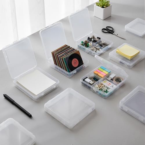 Jetec 6 Pieces Mini Plastic Clear Beads Storage Containers Box for Collecting Small Items, Beads, Jewelry, Business Cards, Game Pieces, Crafts (5.9 x 5.9 x 1.5 Inch) - size: 5.9 x 5.9 x 1.5 Inch