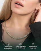 MagnetRX Titanium Magnetic Necklace – Ultra Strength Magnetic Necklaces for Women & Men – Effective Titanium Necklace with 62 Magnets (Silver & Gold, 22 Inches) - color: Silver & Gold, size: 22 Inch (Pack of 1)