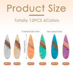 Beadthoven Transparent Teardrop Big Pendants for Jewelry Making, 12Pcs/6 Pairs Resin Wood Charms Glittery Crystal Pendants for Women Wood Earrings Necklace Bookmarks Making DIY Crafts Supplies - color: Colorful Drop Glittery