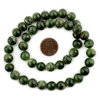 The Bead Chest Round Green Nephrite Jade Beads (10mm) - size: 10mm