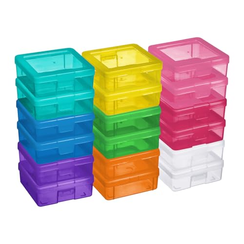 novelinks Plastic Clear Storage Containers for Organizing, Craft Storage Organizers and Stackable Storage Bins with Lids for Pencil Box, Bead, Cookie Cutter, Board Game (18 Pack Small -Color) - color: 18 Pack Small -Color