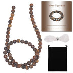 Stone Beads, 60pcs Matte Classic Tiger Eye, 6mm Round Loose Beads for Jewelry Making, Bracelets, with Bag, String & Card - color: Matte Classic Tiger Eye, size: 6mm