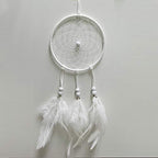 DIY Dream Catcher Beginner Kit, Making Dream Catcher Supplies Include Metal Hoop, Feathers, Faux Suede Cord, Thread, Wood Beads (White) - color: White