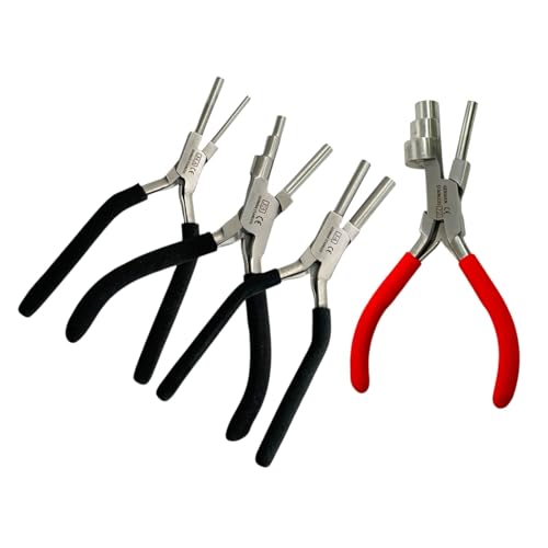 Bail Making Pliers with PVC Grip Handle | for Making S-Hooks, Ear Loops, Jump Loops, Bail, and More - German Stainless Steel (Set of 4 - (J2+J3+J4+J4A)) - size: Set of 4 - (J2+J3+J4+J4A)