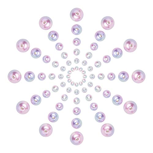 Ipotkitt 665Pcs/box Round Rainbow ABS Plastic Imitation Pearl Beads Gradient Mermaid Pearl Beads for DIY Jewelry Making Accessories - 3x2.5mm - color: 665pcs - Sky Blue Round