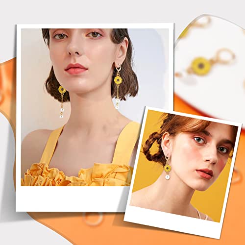 Beebeecraft 1 Box 50Pcs Leverback Earring Hooks 24K Gold Plated Round Huggie Hoop French Earring Hooks Earwire Clasp Findings for Jewelry Making DIY Crafts, 14.5x12mm - color: 14.5x12mm Round Earring Hooks